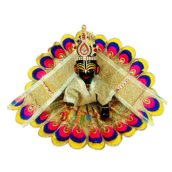 Yellow Glitter Fabric Resham Work Disigner Dress For Gopal Ji