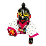 Magenta White Check Dungaree Suit For Laddu Gopal Ji