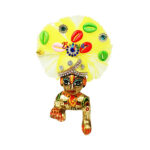 Yellow Frill Fabric Kodi Work Pagdi For Laddu Gopal Ji