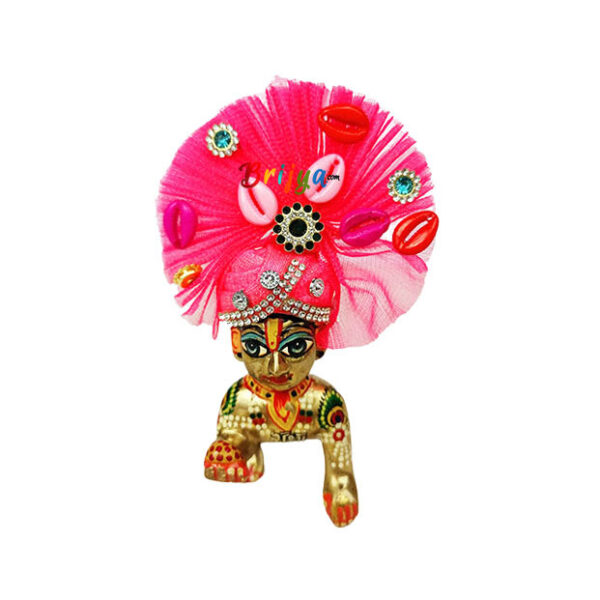 Yellow Frill Fabric Kodi Work Pagdi For Laddu Gopal Ji