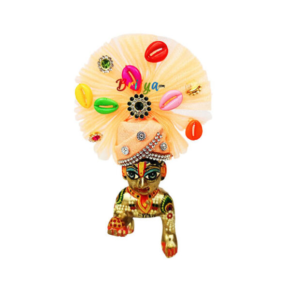 Orange Frill Fabric Kodi Work Pagdi For Laddu Gopal Ji