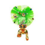 Green Frill Fabric Carry Stone Work Pagdi For Gopala