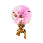 Pink Frill Fabric Carry Stone Work Pagdi For Gopala