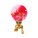 Red Frill Fabric Carry Stone Work Pagdi For Gopala