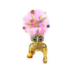 Pink Frill Fabric Stone Work Pagdi For Ladoo Gopal Ji