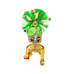 Green Frill Fabric Stone Work Pagdi For Ladoo Gopal Ji