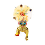 Orange Frill Fabric Stone Work Pagdi For Ladoo Gopal Ji