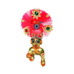 Red Frill Fabric Golden Star Work Pagdi For Gopal Ji