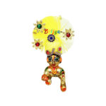 Yellow Frill Fabric Golden Star Work Pagdi For Gopal Ji