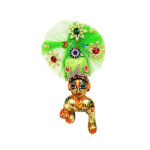 Green Frill Fabric Golden Star Work Pagdi For Gopal Ji