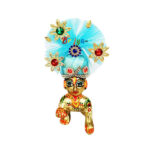 Skyblue Frill Fabric Golden Star Work Pagdi For Gopal Ji