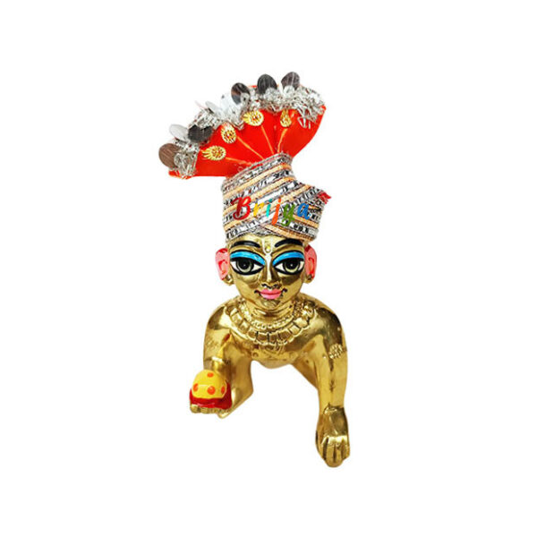 Orange Sequence Work Pagdi For Bal Gopal Ji