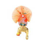 Orange Net Febric Stone Work Pugdi For Gopal Ji