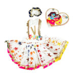 Orange Multi Floral Rk Sticker Fancy Dress For Laddu Gopal Ji