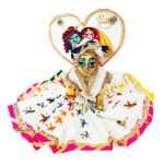 Orange Multi Floral Rk Sticker Fancy Dress For Laddu Gopal Ji