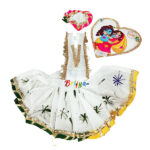 Green Multi Floral Rk Sticker Fancy Dress For Laddu Gopal Ji