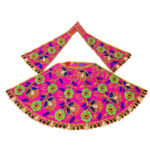 Magenta Heavy Jari Pearl Work Durga Mata Lehnga Patka