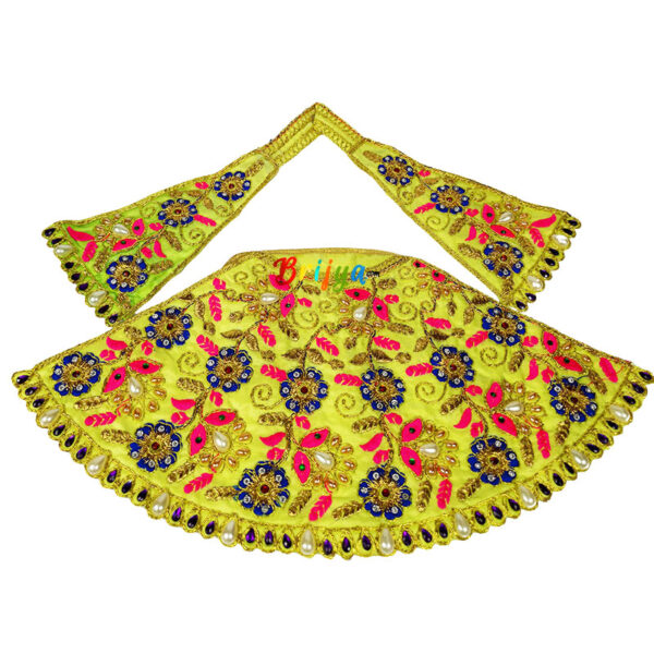 Pista Green Heavy Jari Pearl Work Durga Mata Lehnga Patka