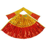 Yellow red thread sequence embroidery Durga Maa Langha Patka