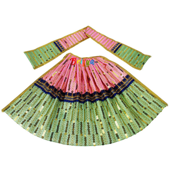 Pink Green Sequence Work Maa Durga Dress