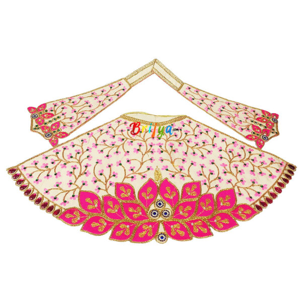 Magenta kallabattu Resham Stone Work Dress For Mata Rani