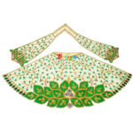 Green kallabattu Resham Stone Work Dress For Mata Rani