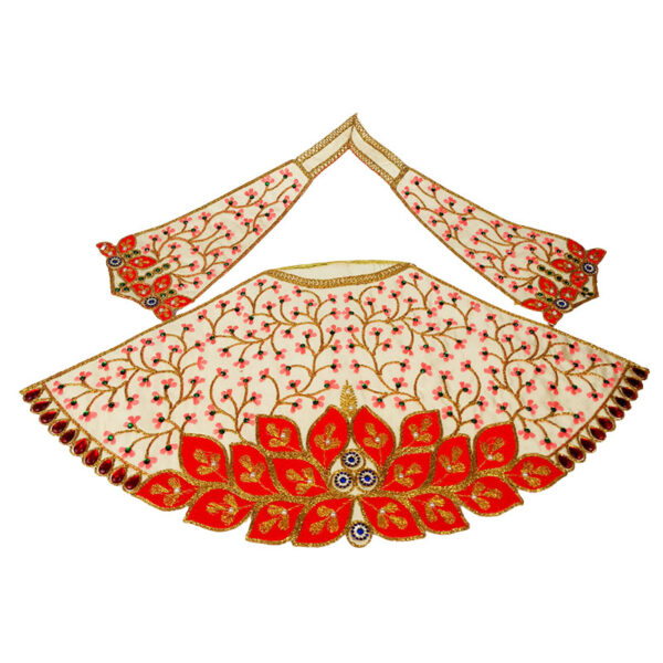 Red kallabattu Resham Stone Work Dress For Mata Rani