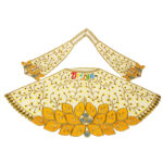 Yellow kallabattu Resham Stone Work Dress For Mata Rani