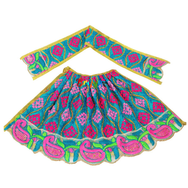 Heavy Resham embroidery SkyBlue Mata Rani Langha Patka