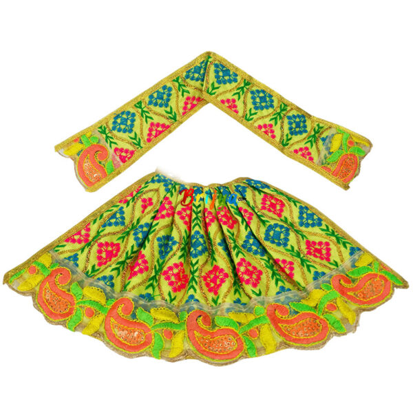 Heavy Resham embroidery Parrot green Mata Rani Langha Patka