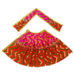 magenta orange thread sequence embroidery Durga Maa Langha Patka