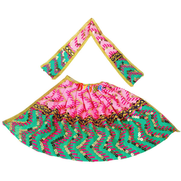 Pink green thread sequence embroidery Mata Rani Langha Patka