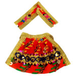 Red orange thread sequence embroidery Durga Maa Rani Langha Patka