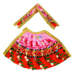Pink orange thread sequence embroidery Durga Maa Langha Patka