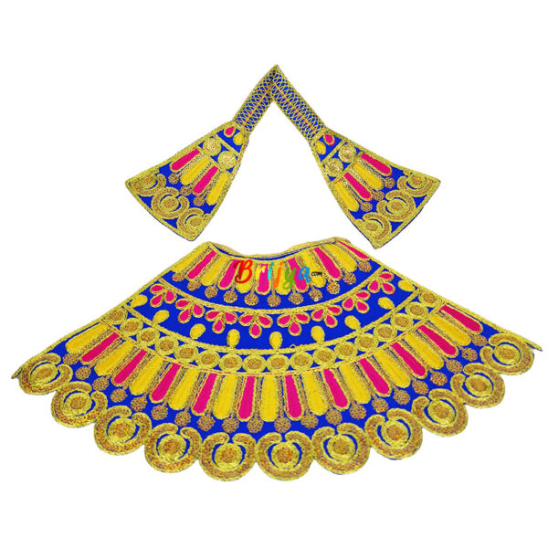 Blue silk fabric full embroidery Durga maa Langha Patka