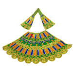 Green silk fabric full embroidery Durga maa Langha Patka