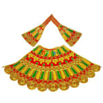 Red silk fabric full embroidery Durga maa Langha Patka