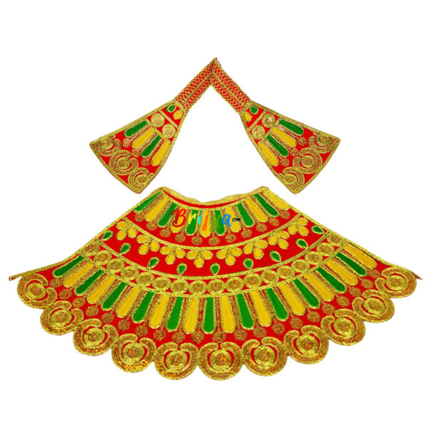 Red silk fabric full embroidery Durga maa Langha Patka