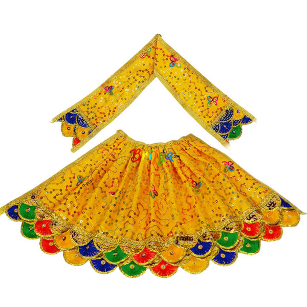 Yellow heavy lace sequence embroidery Maa Durga Langha Patka