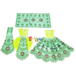 Heavy Embroidery Mirror Work Green Radha Krishna Poshak - Image 2