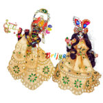 Heavy Embroidery Mirror Work Peach Radha Krishna Poshak