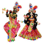 Magenta Chunri print vastra for Radha Krishna