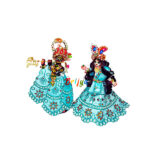 Heavy Embroidery Mirror Work Skyblue Radha Krishna Poshak