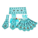 Heavy Embroidery Mirror Work Skyblue Radha Krishna Poshak - Image 2