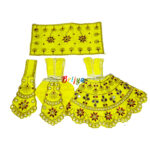 Heavy Embroidery Mirror Work Yellow Radha Krishna Poshak - Image 2