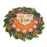 Peach 3d haryali print Gopal poshak - Image 2