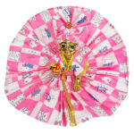 Pink Teddybear print cotton dress with pagdi for Gopala