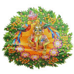 Peach 3d haryali print Gopal poshak