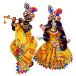 Yellow Chunri Print Vastra For Radha Krishna