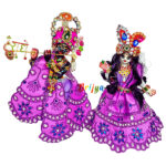 Heavy Embroidery Mirror Work Purple Radha Krishna Poshak
